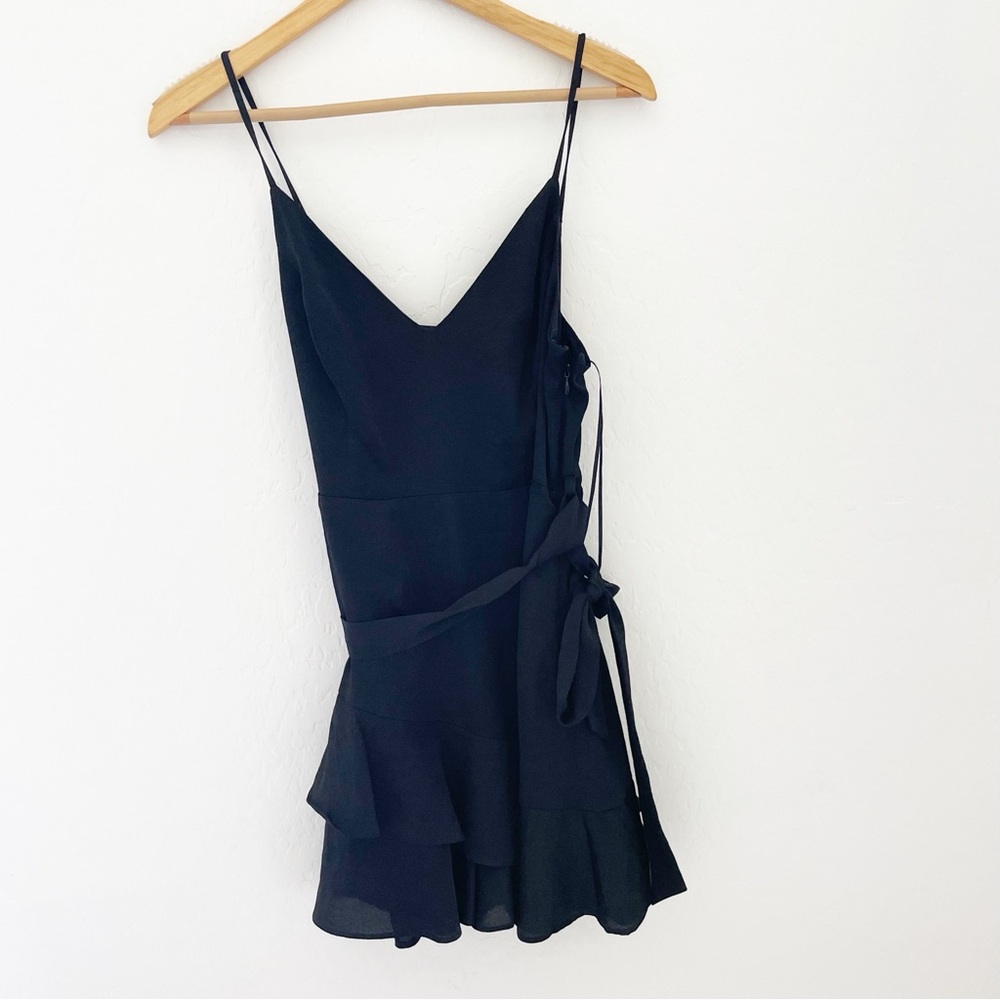 Express black Ruffle satin romper size medium